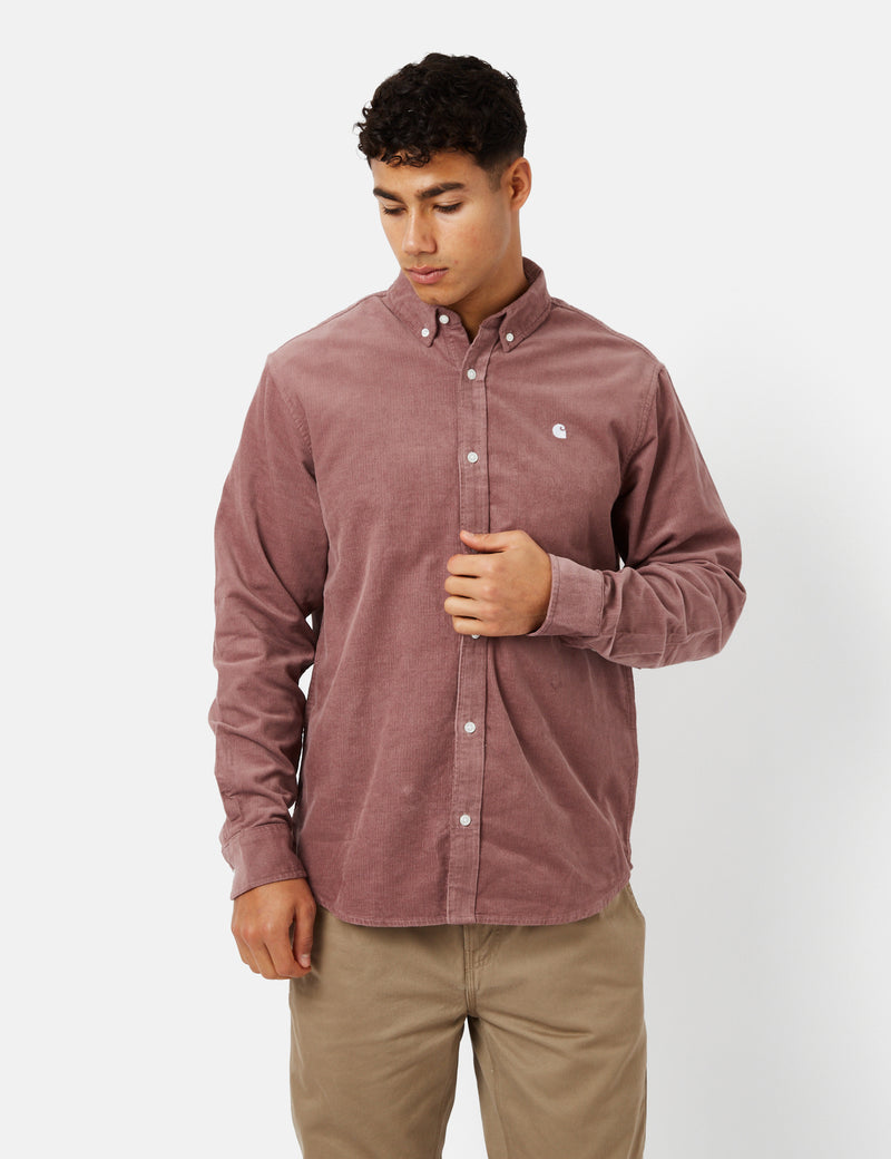 Carhartt-WIP Madison Shirt (Fine Cord) - Lupinus Red/White
