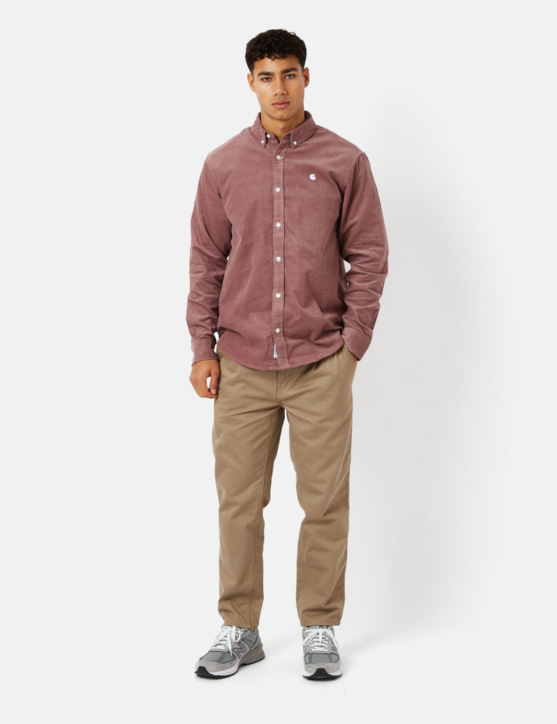 Carhartt-WIP Madison Shirt (Fine Cord) - Lupinus Red/White