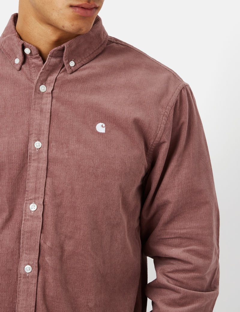 Carhartt-WIP Madison Shirt (Fine Cord) - Lupinus Red/White