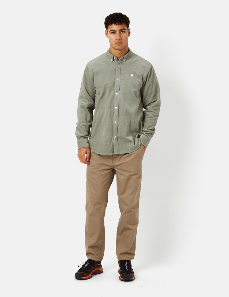 Carhartt-WIP Madison Shirt (Fine Cord) - Yucca Green/White