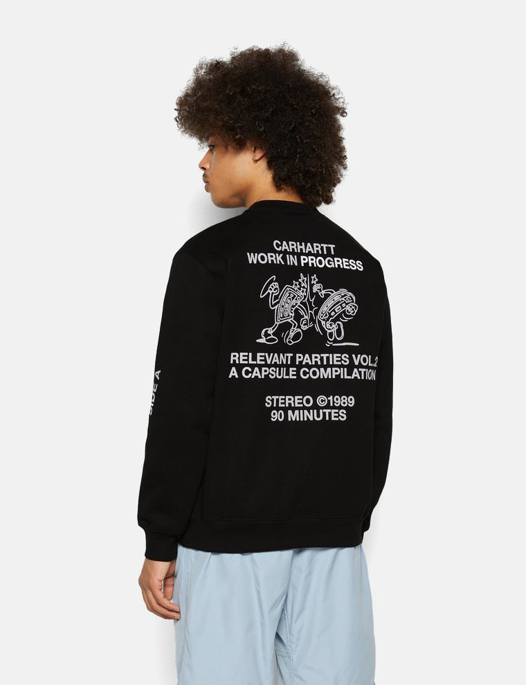 Carhartt-WIP Relevant PartysVol.2スウェットシャツ-ブラック/ホワイト
