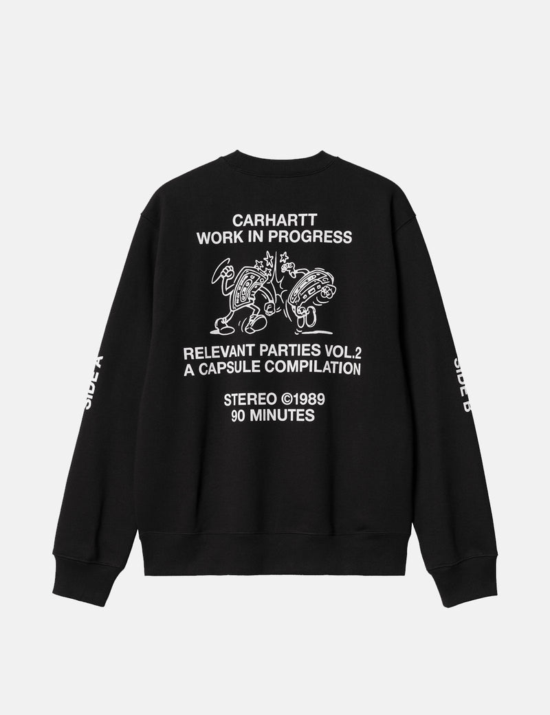 Carhartt-WIP Relevant PartysVol.2スウェットシャツ-ブラック/ホワイト