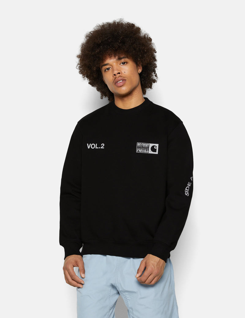 Carhartt-WIP Relevant PartysVol.2スウェットシャツ-ブラック/ホワイト