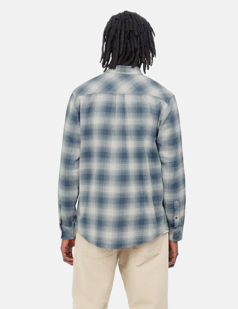 Carhartt-WIPディーバーチェックシャツ-ストームブルー