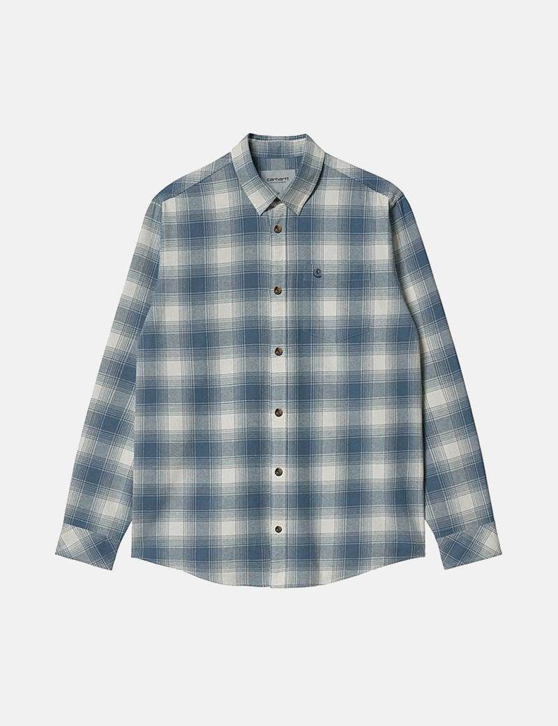 Carhartt-WIPディーバーチェックシャツ-ストームブルー