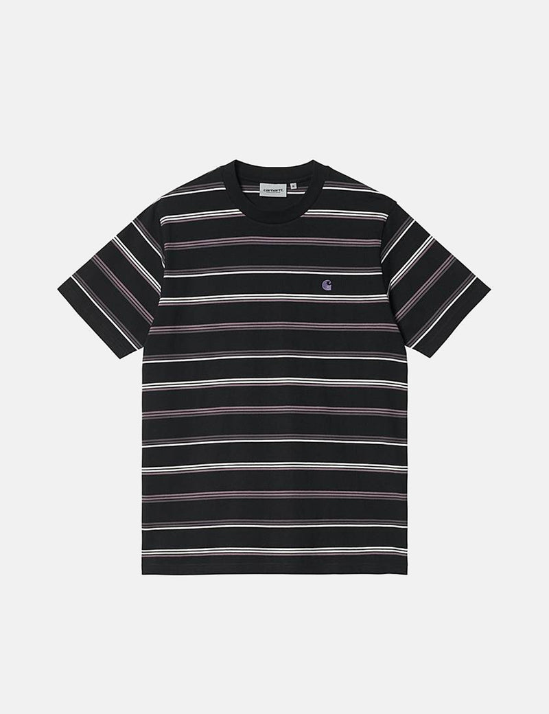 Carhartt-WIP Vonn Stripe T-Shirt - Noir/Violet Artichaut