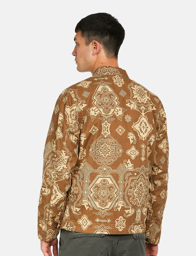 Carhartt-WIPデトロイトバースプリントジャケット-ハミルトンブラウン