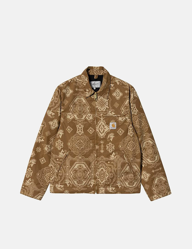 Carhartt-WIPデトロイトバースプリントジャケット-ハミルトンブラウン