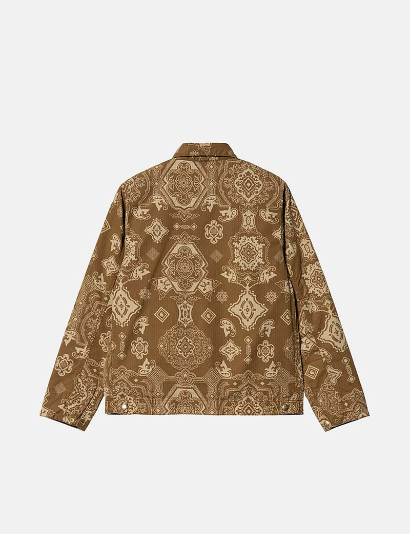 Carhartt-WIPデトロイトバースプリントジャケット-ハミルトンブラウン