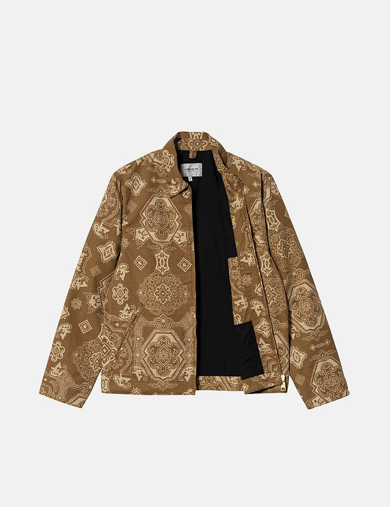 Carhartt-WIPデトロイトバースプリントジャケット-ハミルトンブラウン