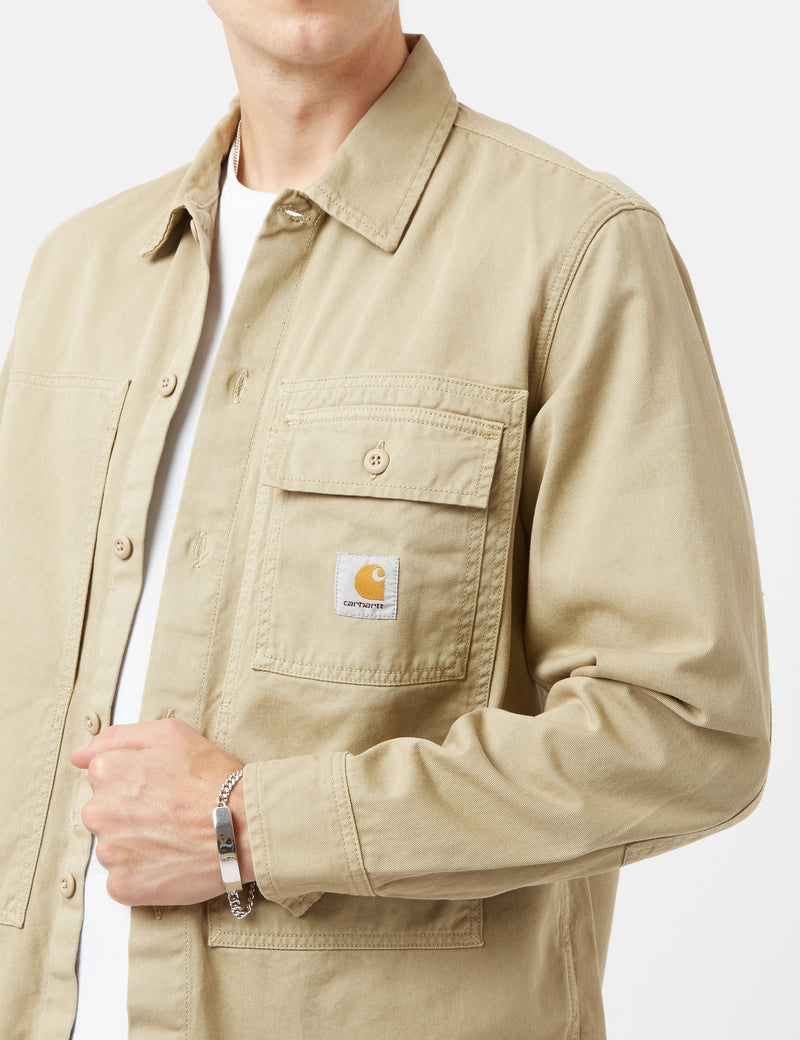 Carhartt-WIPチャーター長袖シャツ-アンモナイトブラウン