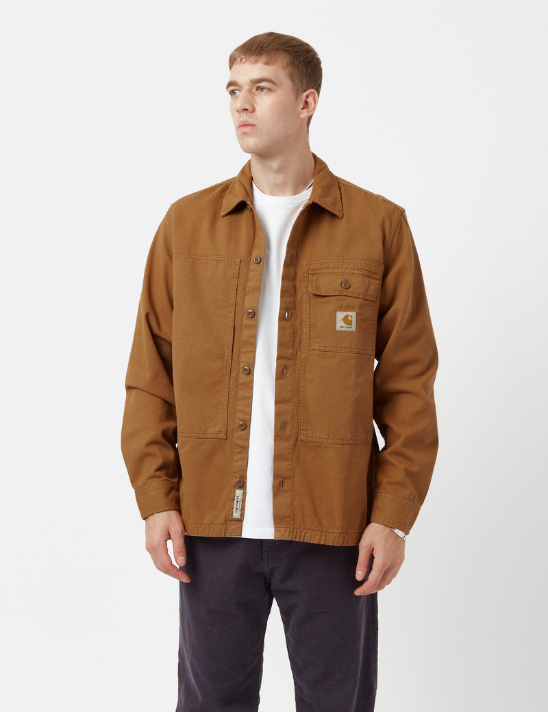 Carhartt-WIPチャーター長袖シャツ-ジャスパーキャメル