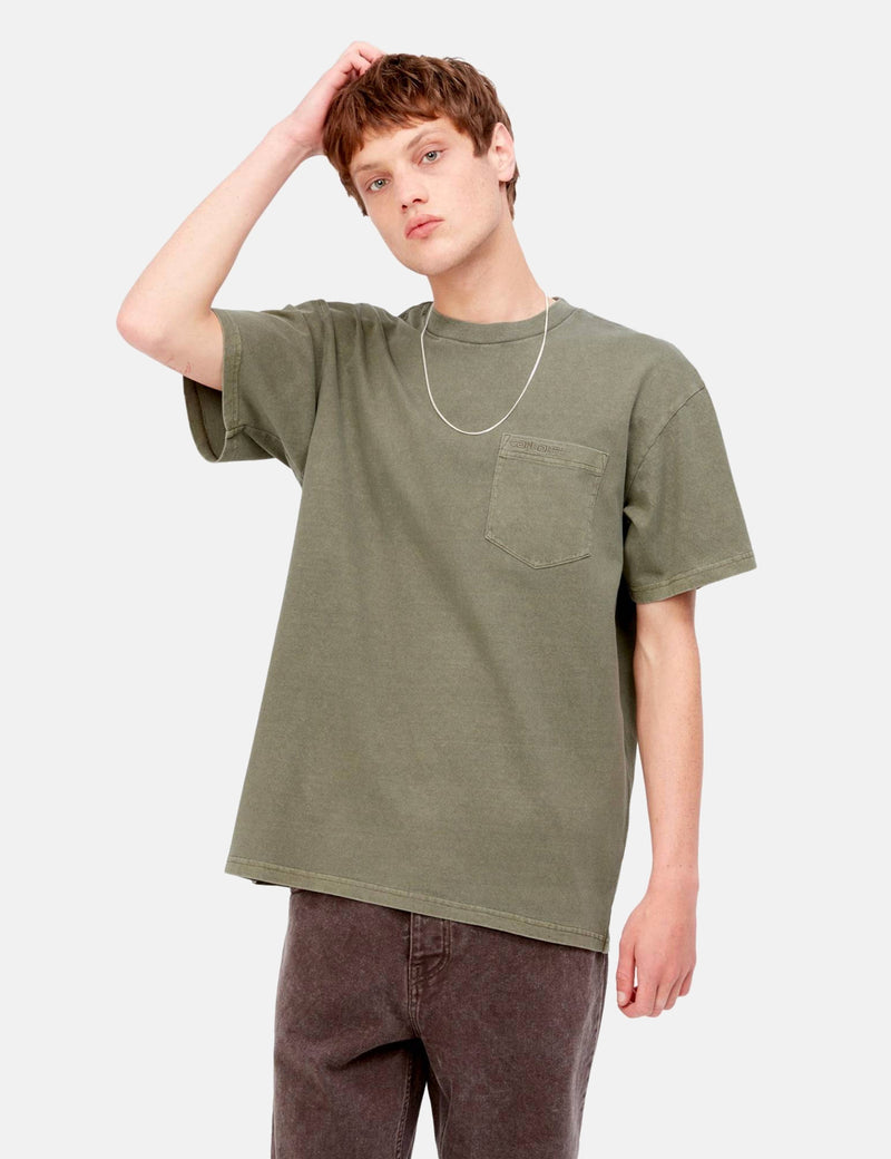Carhartt-WIPダスターポケットTシャツ-海藻グリーン