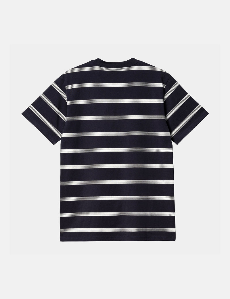 Carhartt-WIP T-Shirt Glover Stripe - Bleu Marine Foncé/Cire/Cire