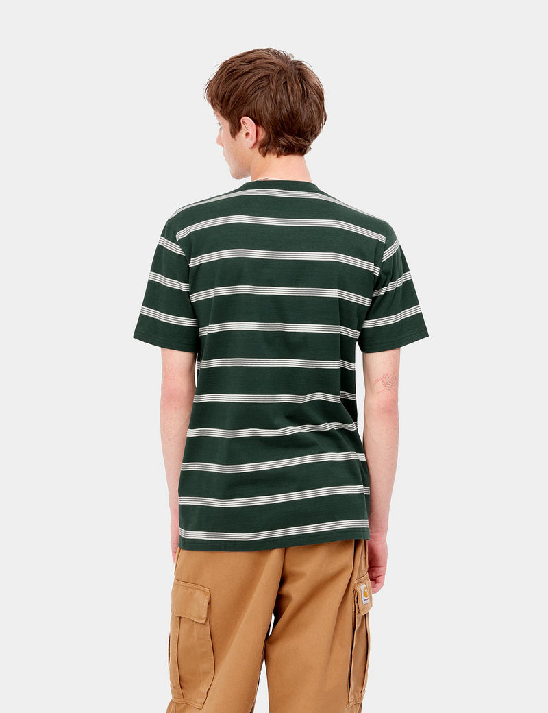Carhartt-WIP Glover Stripe T-Shirt - Juniper Green/Wax/Wax