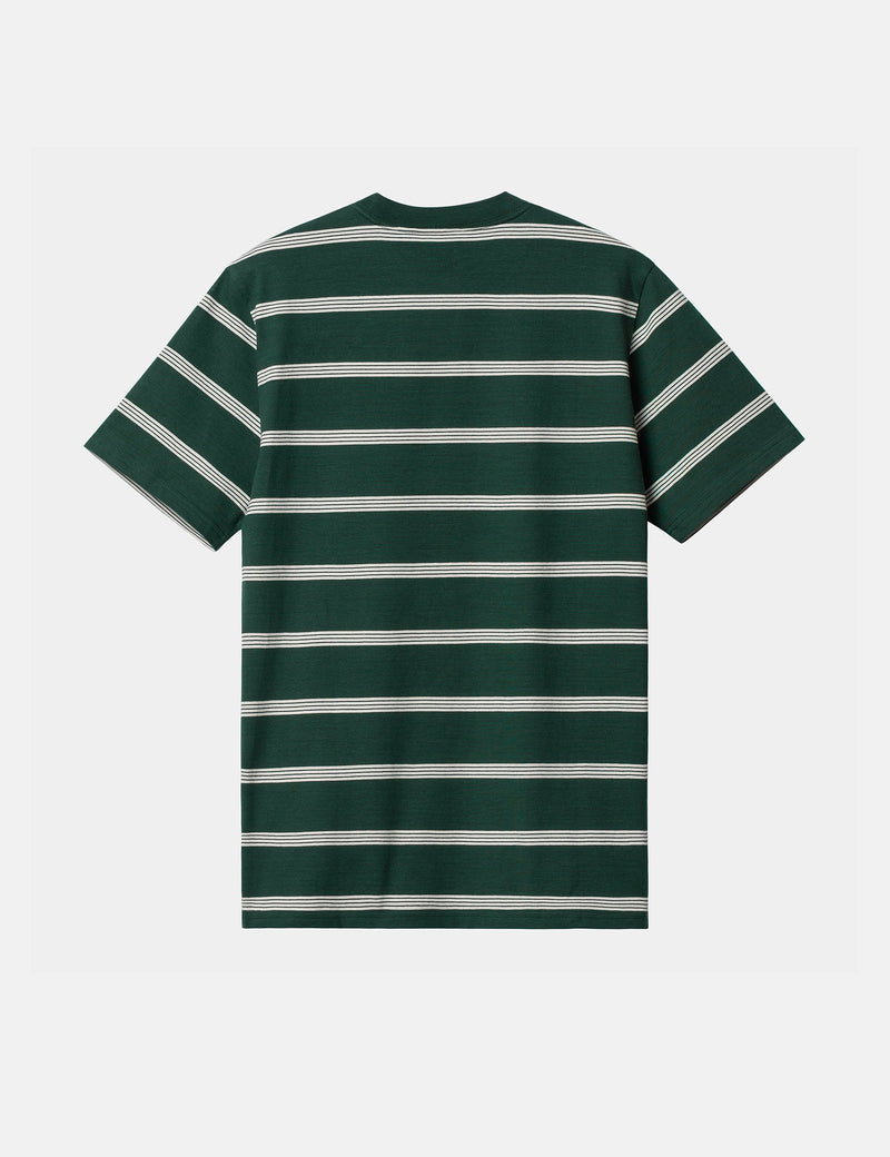 Carhartt-WIP Glover Stripe T-Shirt - Vert Genévrier/Cire/Cire