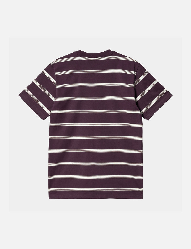Carhartt-WIP Glover Stripe T-Shirt - Dunkles Pflaumenlila/Wachs/Wachs
