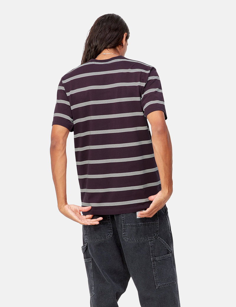 Carhartt-WIP Glover Stripe T-Shirt - Dark Plum Purple/Wax/Wax
