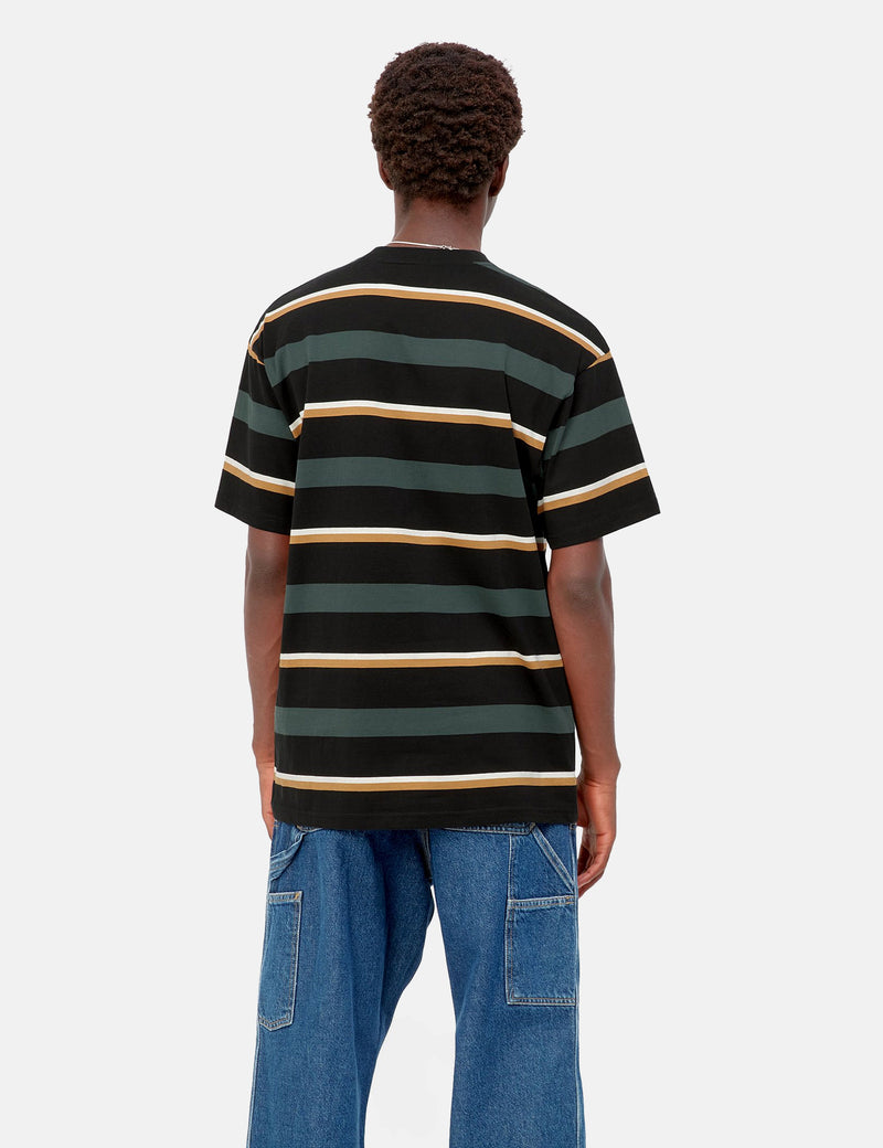 Carhartt-WIPボウマンストライプTシャツ-ジュニパーグリーン