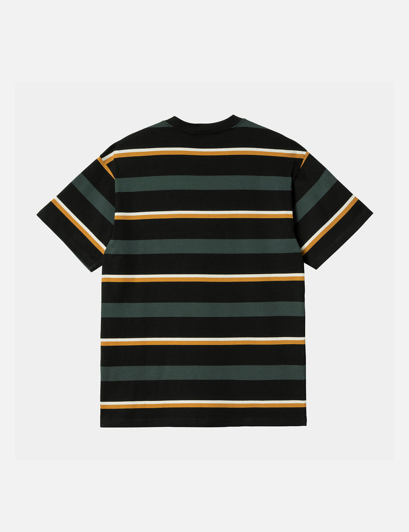 Carhartt-WIPボウマンストライプTシャツ-ジュニパーグリーン