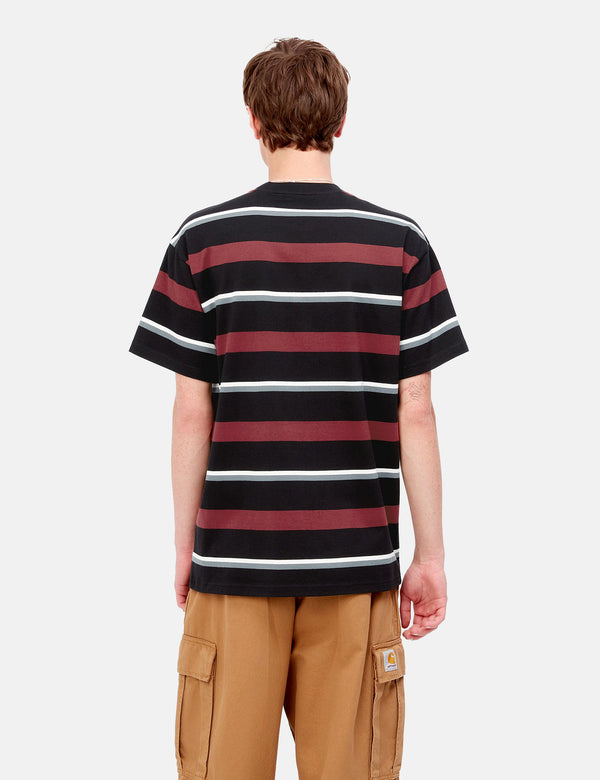 Carhartt-WIP 보우만 스트라이프 티셔츠 - Corvina Burgundy