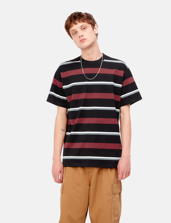 Carhartt-WIP 보우만 스트라이프 티셔츠 - Corvina Burgundy