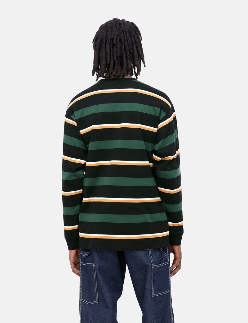 T-Shirt à Manche Longue Carhartt-WIP Bowman Stripe - Juniper Green