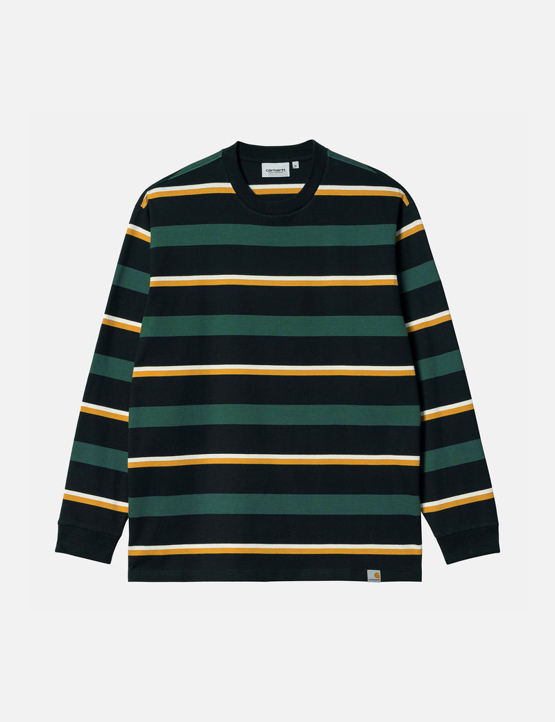 T-Shirt à Manche Longue Carhartt-WIP Bowman Stripe - Juniper Green
