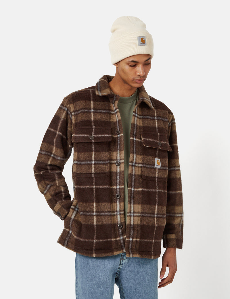 Carhartt-WIP Manning Check Overshirt - Dark Umber Brown/Cuir