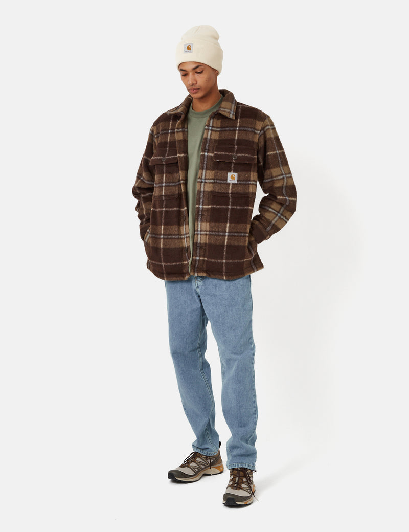 Carhartt-WIP Manning Check Overshirt - Dark Umber Brown/Cuir