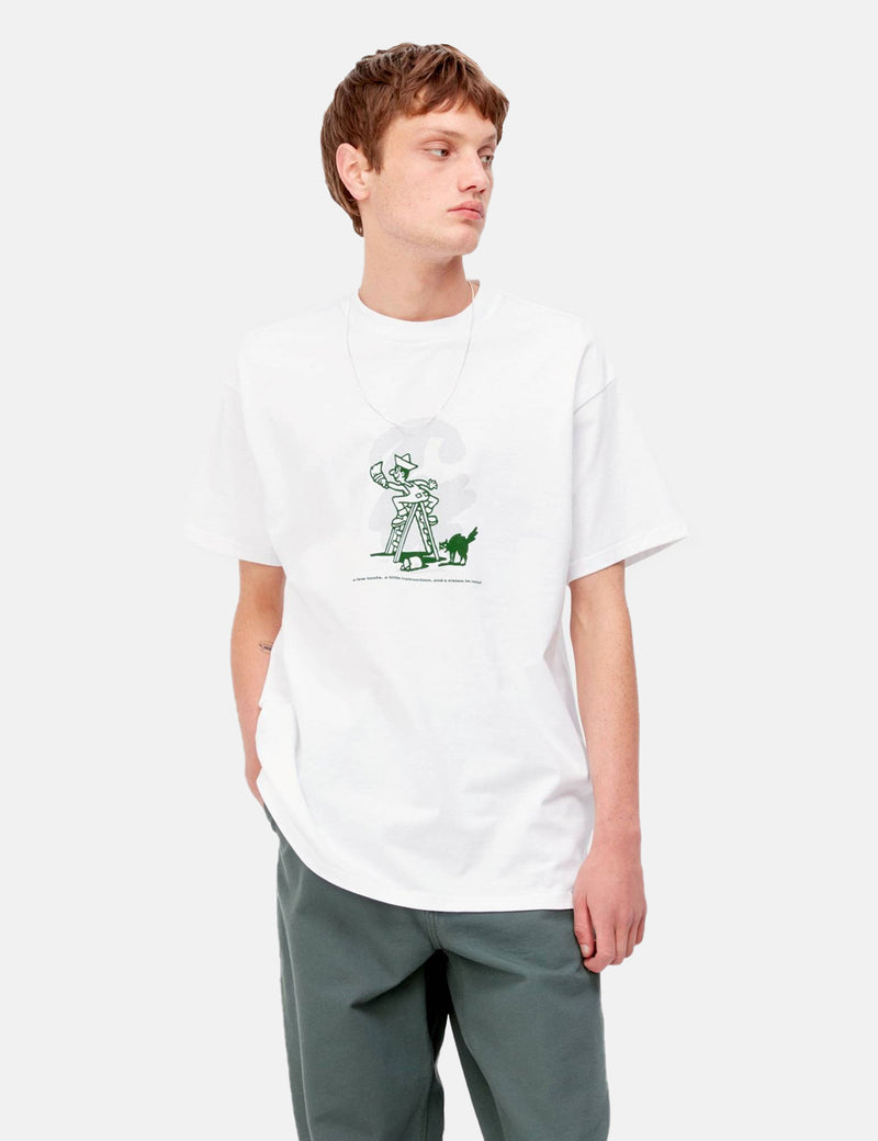 Carhartt-WIPラッキーペインターTシャツ-ホワイト/盆栽グリーン