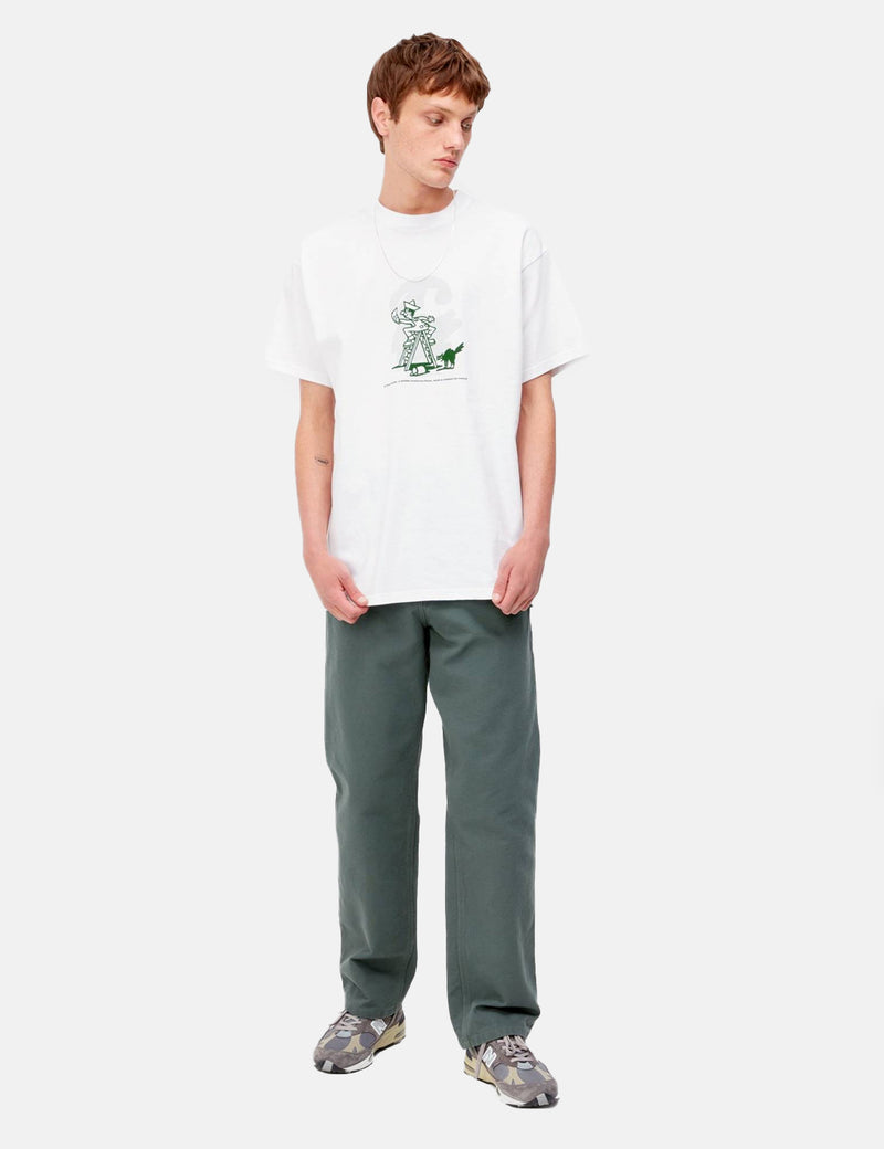 Carhartt-WIPラッキーペインターTシャツ-ホワイト/盆栽グリーン