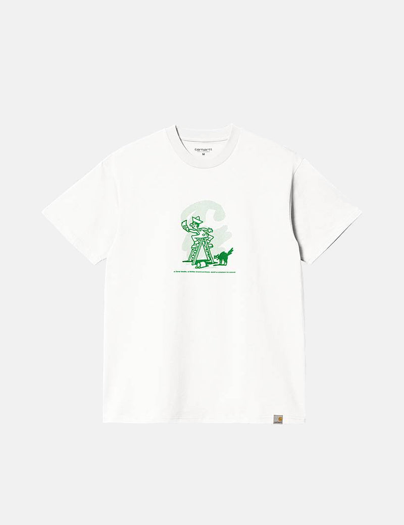 Carhartt-WIPラッキーペインターTシャツ-ホワイト/盆栽グリーン