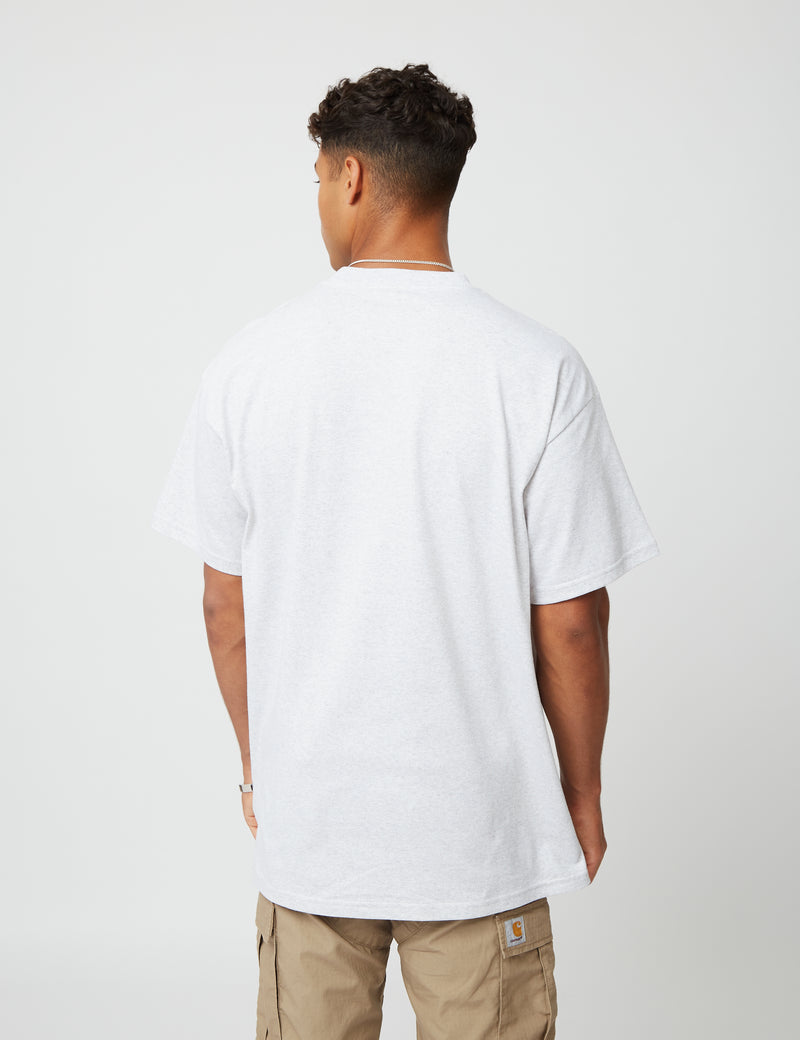 Carhartt-WIPラッキーペインターTシャツ-アッシュヘザーグレー/エンジアンブルー