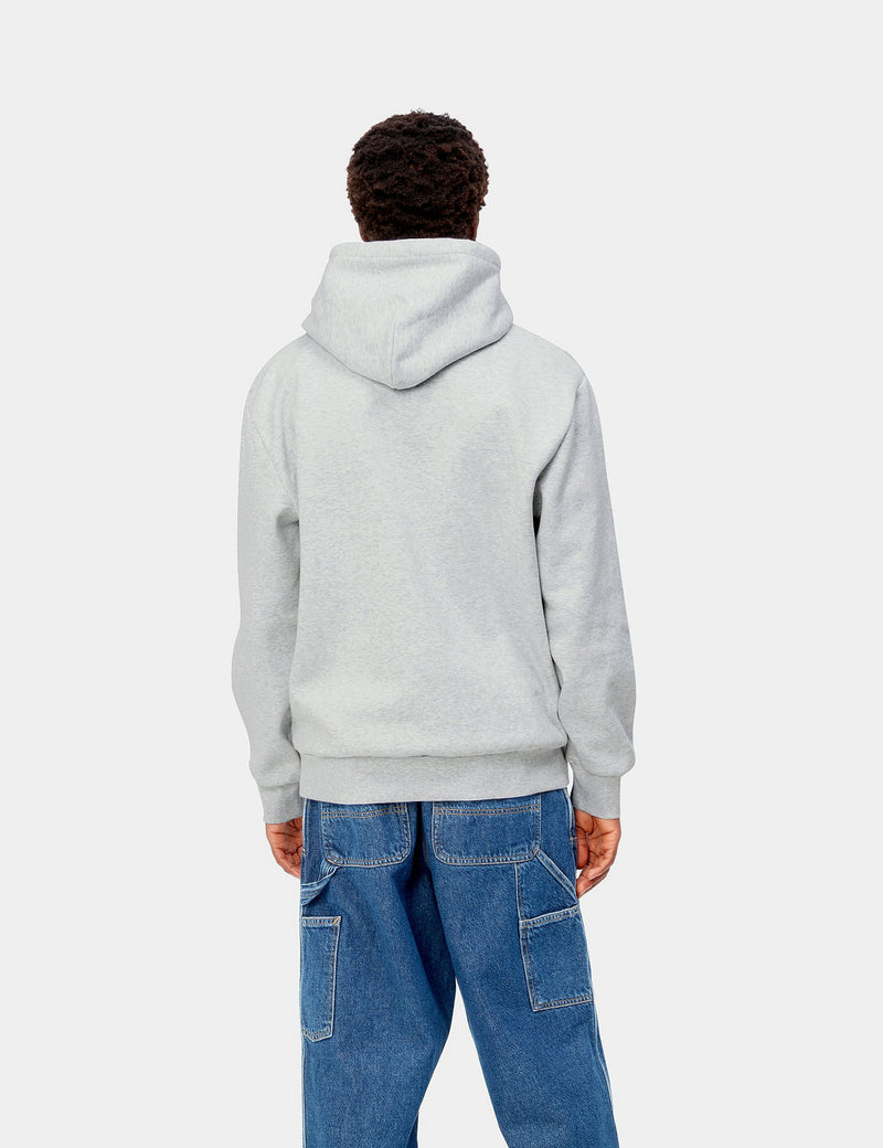 Carhartt-WIPハッピースクリプトフード付きスウェットシャツ-アッシュヘザーグレー