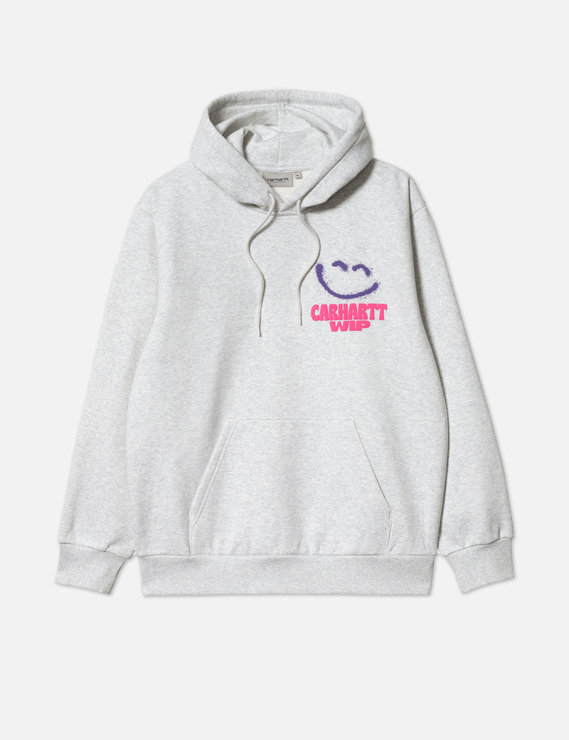 Carhartt-WIPハッピースクリプトフード付きスウェットシャツ-アッシュヘザーグレー