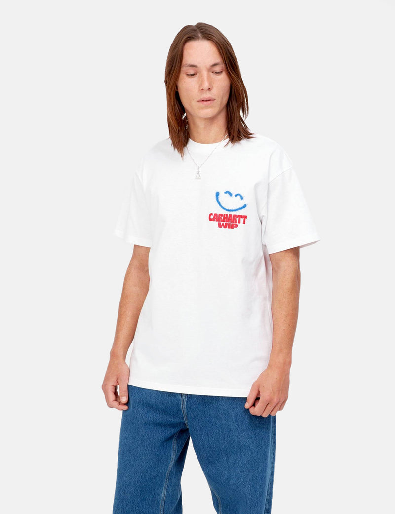 Carhartt-WIPハッピースクリプトTシャツ-ホワイト