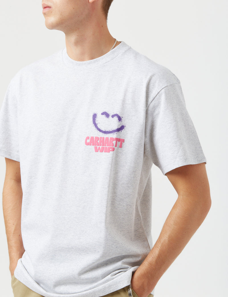 Carhartt-WIP T-Shirt Happy Script - Ash Heather Grey