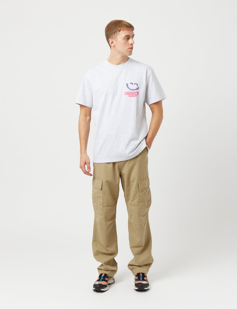 Carhartt-WIP T-Shirt Happy Script - Ash Heather Grey