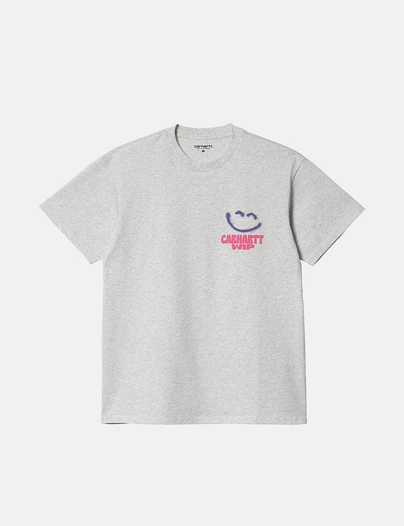 Carhartt-WIP T-Shirt Happy Script - Ash Heather Grey