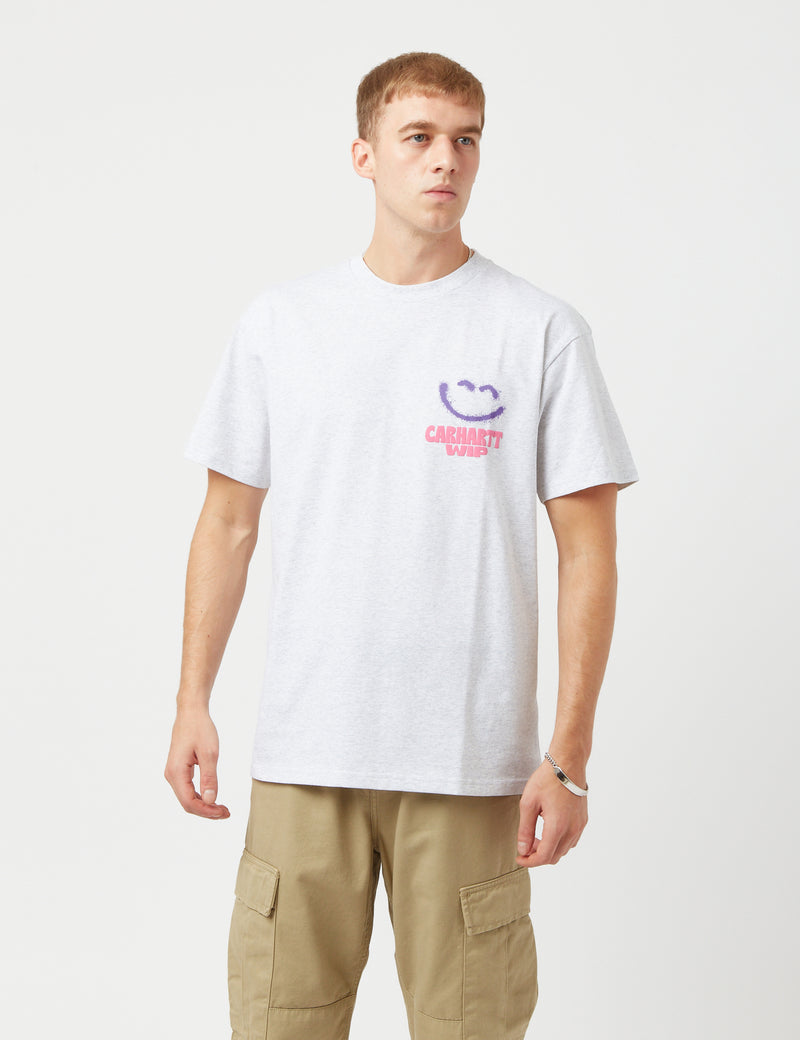 Carhartt-WIP T-Shirt Happy Script - Ash Heather Grey