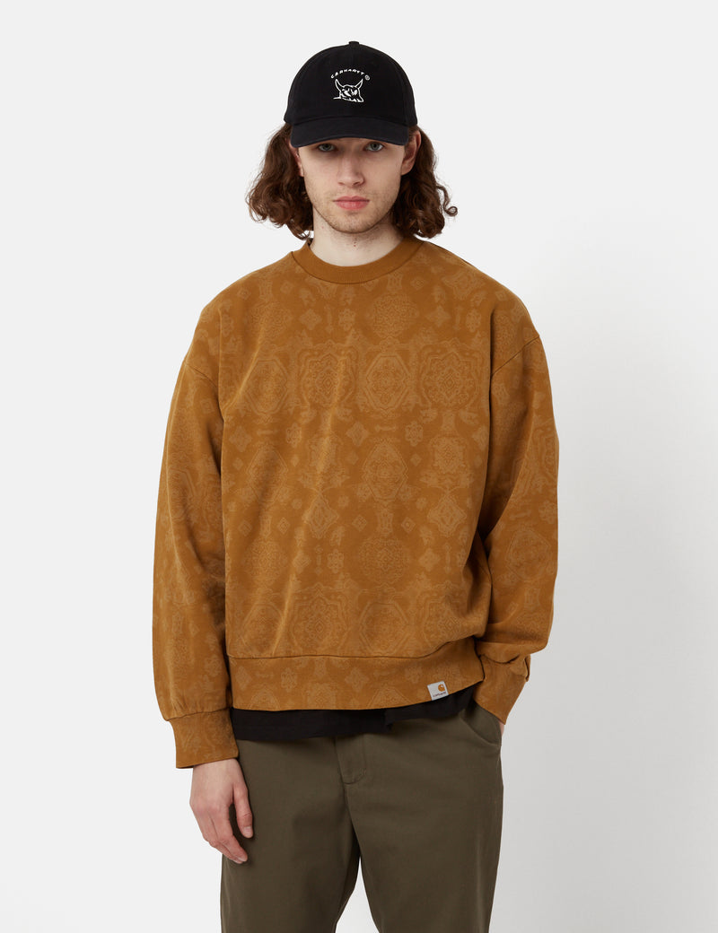 Carhartt-WIPバースプリントスウェットシャツ-ハミルトンブラウン