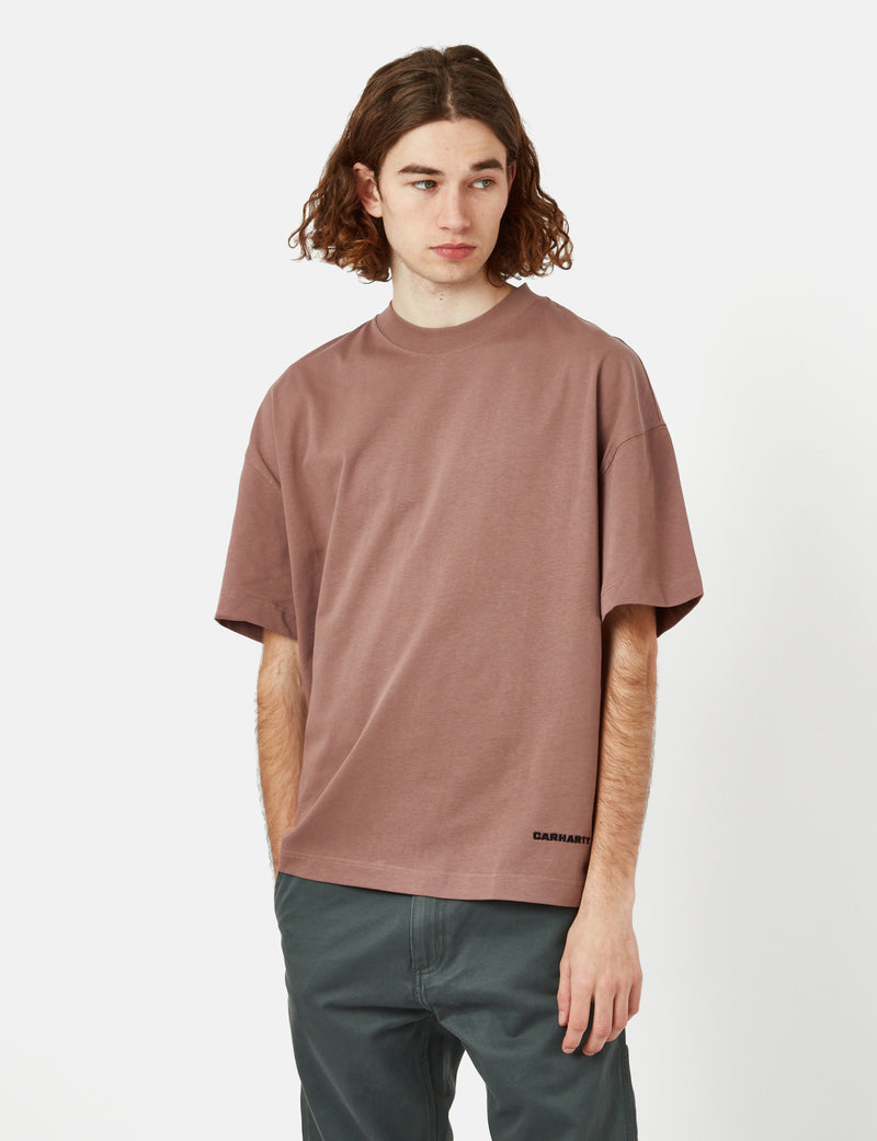 Carhartt-WIP Link Script T-Shirt (Organic) - Lupinus Red/Black