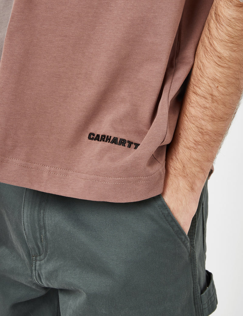 Carhartt-WIP Link Script T-Shirt (Organic) - Lupinus Red/Black