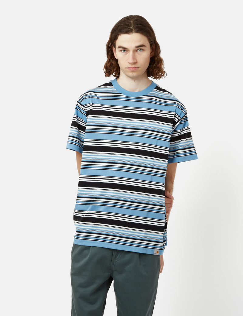 Carhartt-WIP Lafferty T-Shirt (Stripe) - Piscine Blue I Urban Excess ...