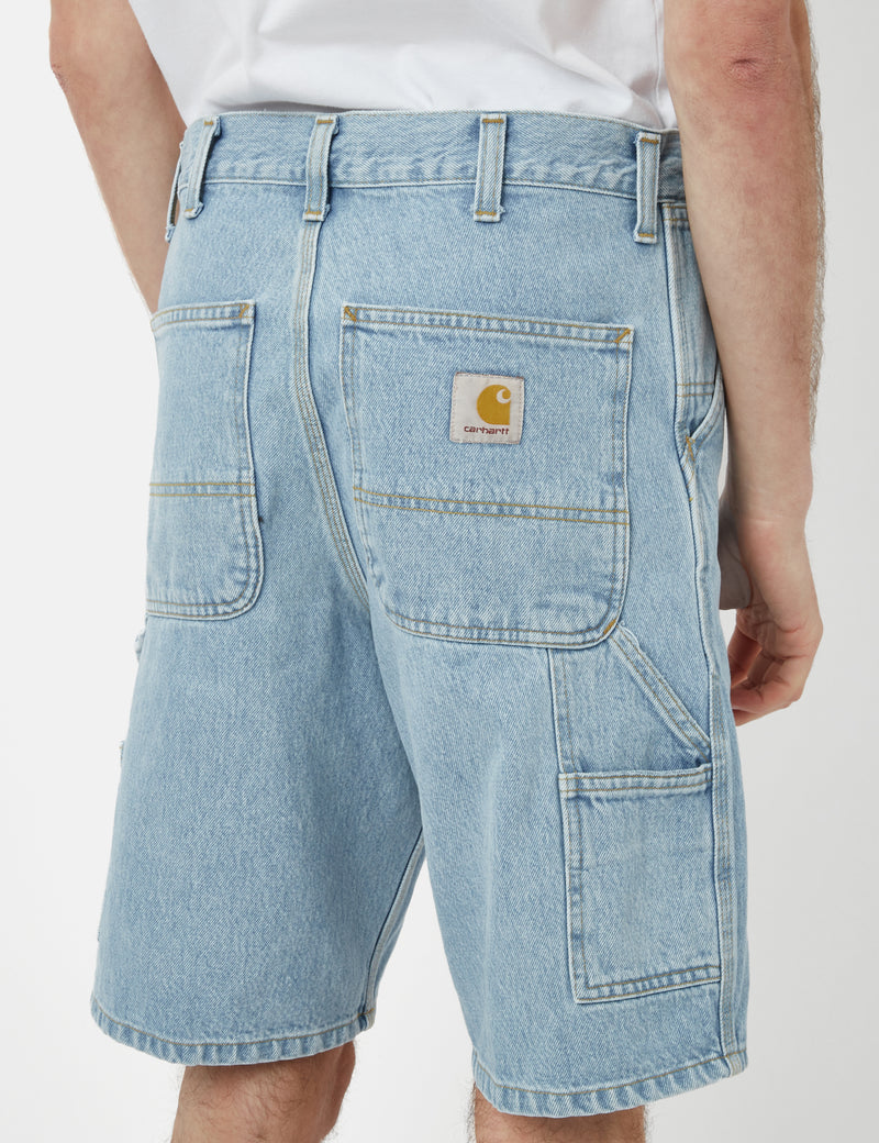 Carhartt-WIP Single Knee Shorts (Organic) - Blue Heavy Stone Bleached