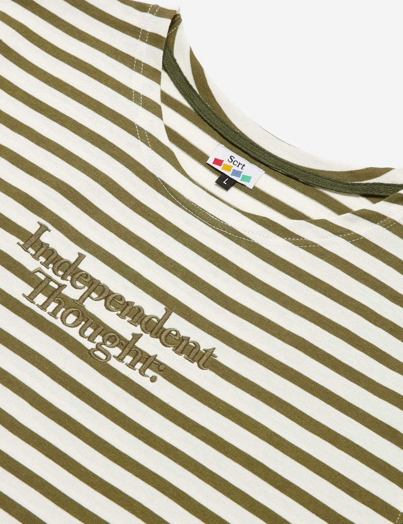 SCRT Independent Thought Breton T-Shirt - Olive Green