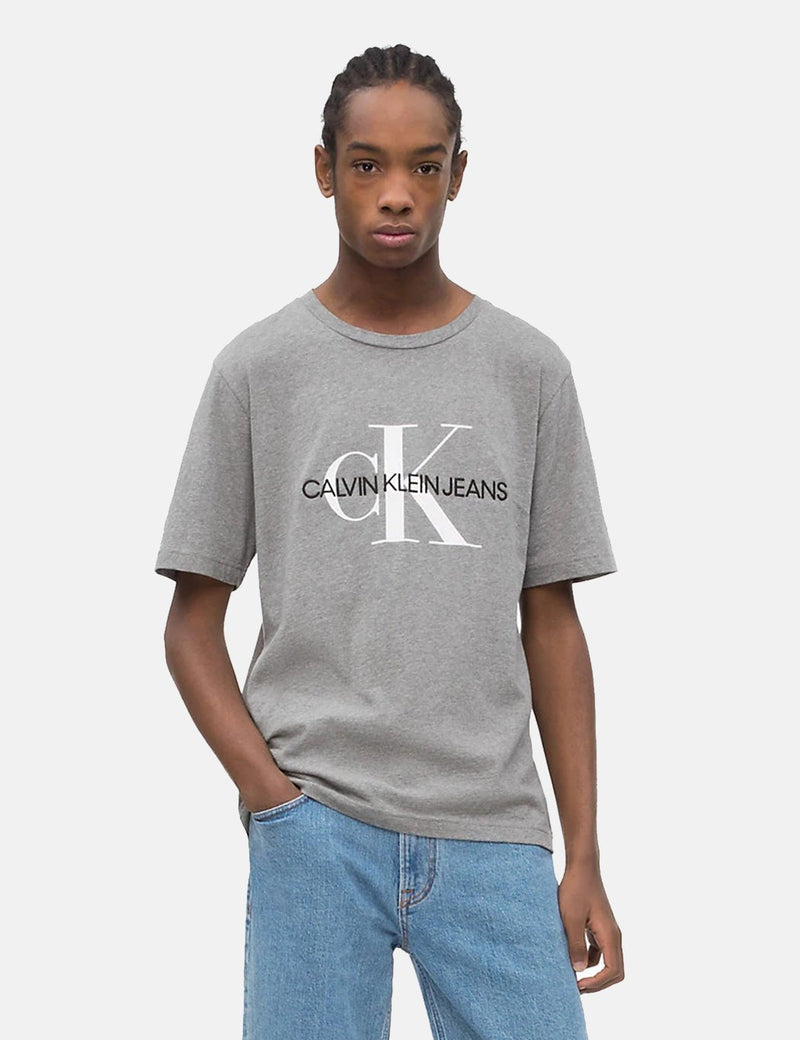 Calvin Klein 로고 티셔츠-헤더 그레이
