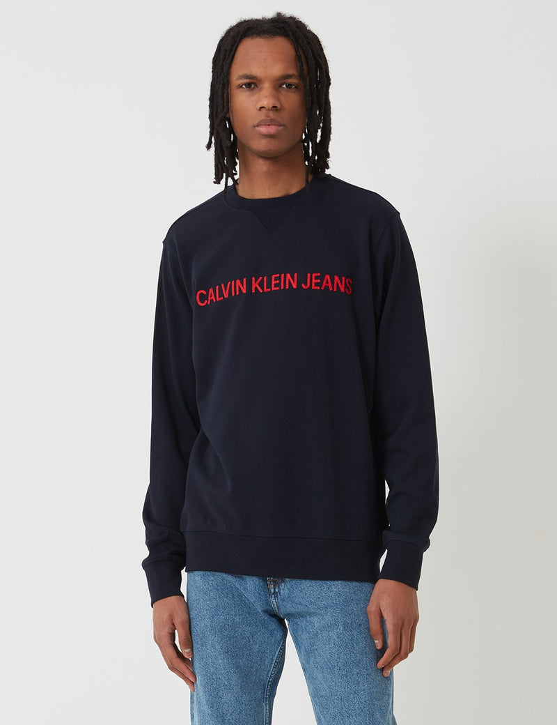 Calvin Klein Institutional Chain Stitch Sweatshirt-Night Sky Navy