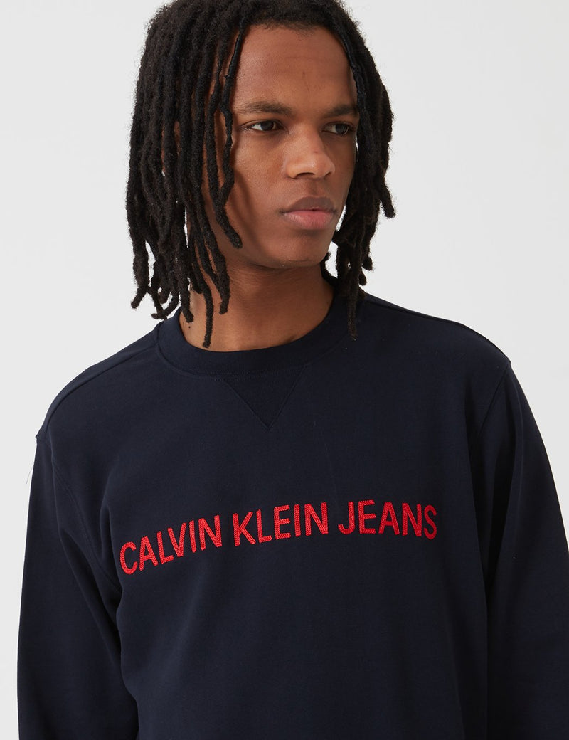 Calvin Klein Institutional Kettenstich Sweatshirt - Night Sky Navy